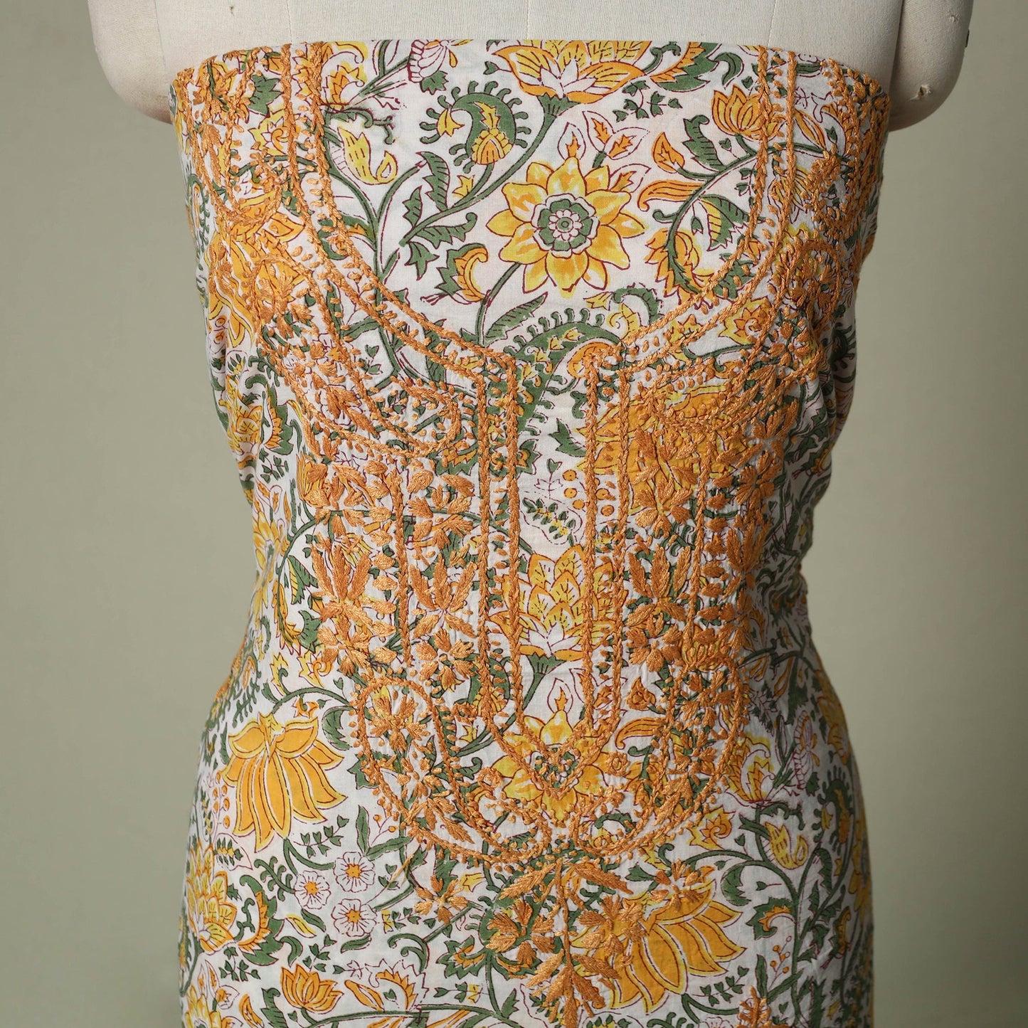 Lucknowi chikankari hand embroidery sanganeri unstitched