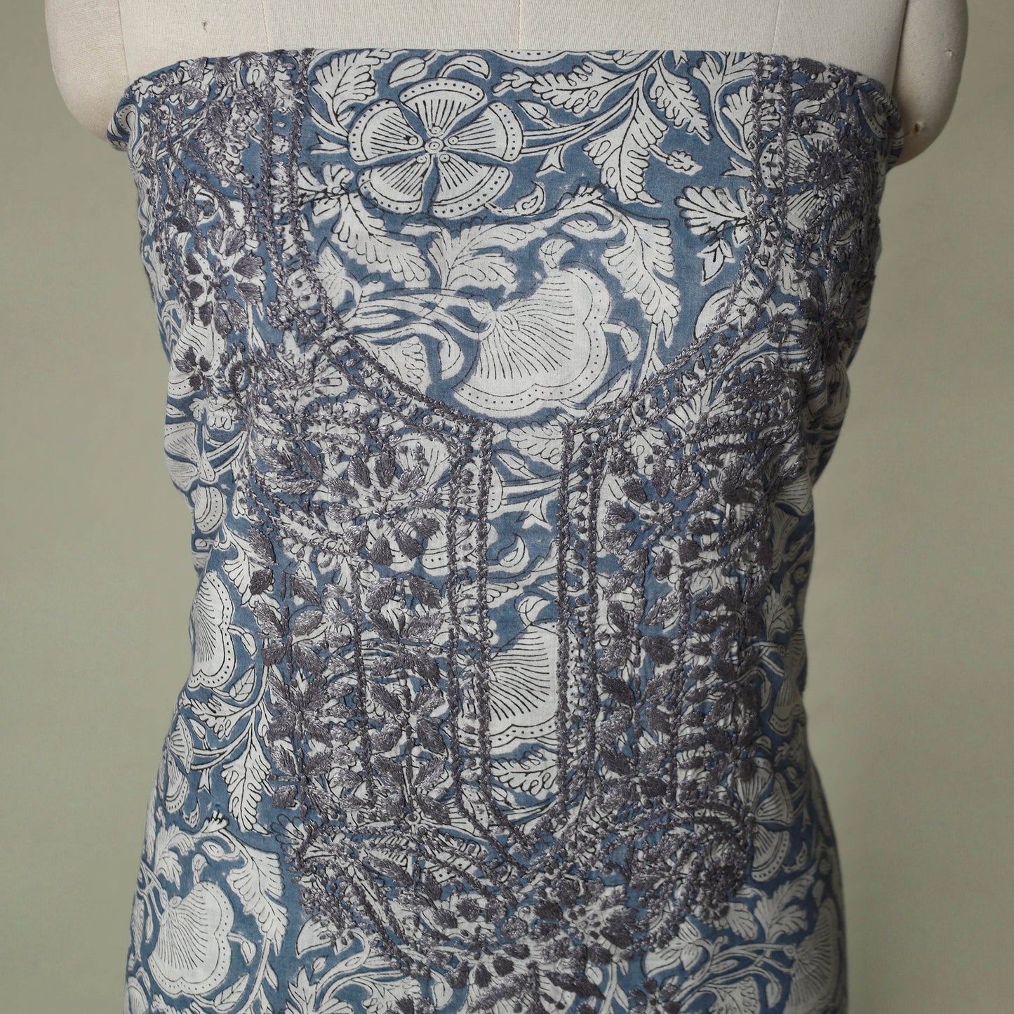 Lucknowi chikankari hand embroidery sanganeri unstitched