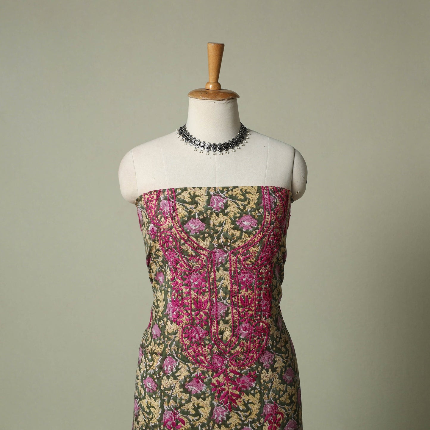 Lucknowi chikankari hand embroidery sanganeri unstitched