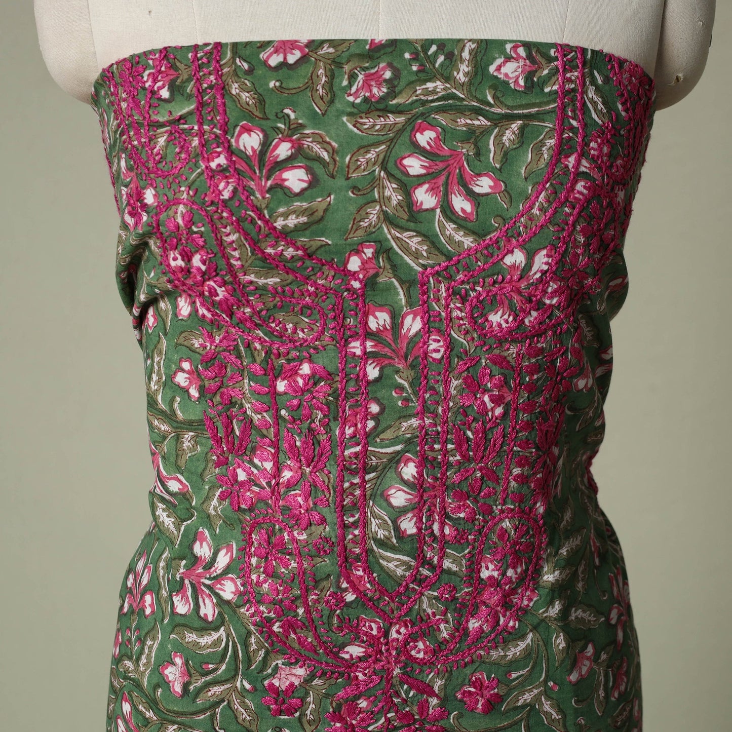 Lucknowi chikankari hand embroidery sanganeri unstitched