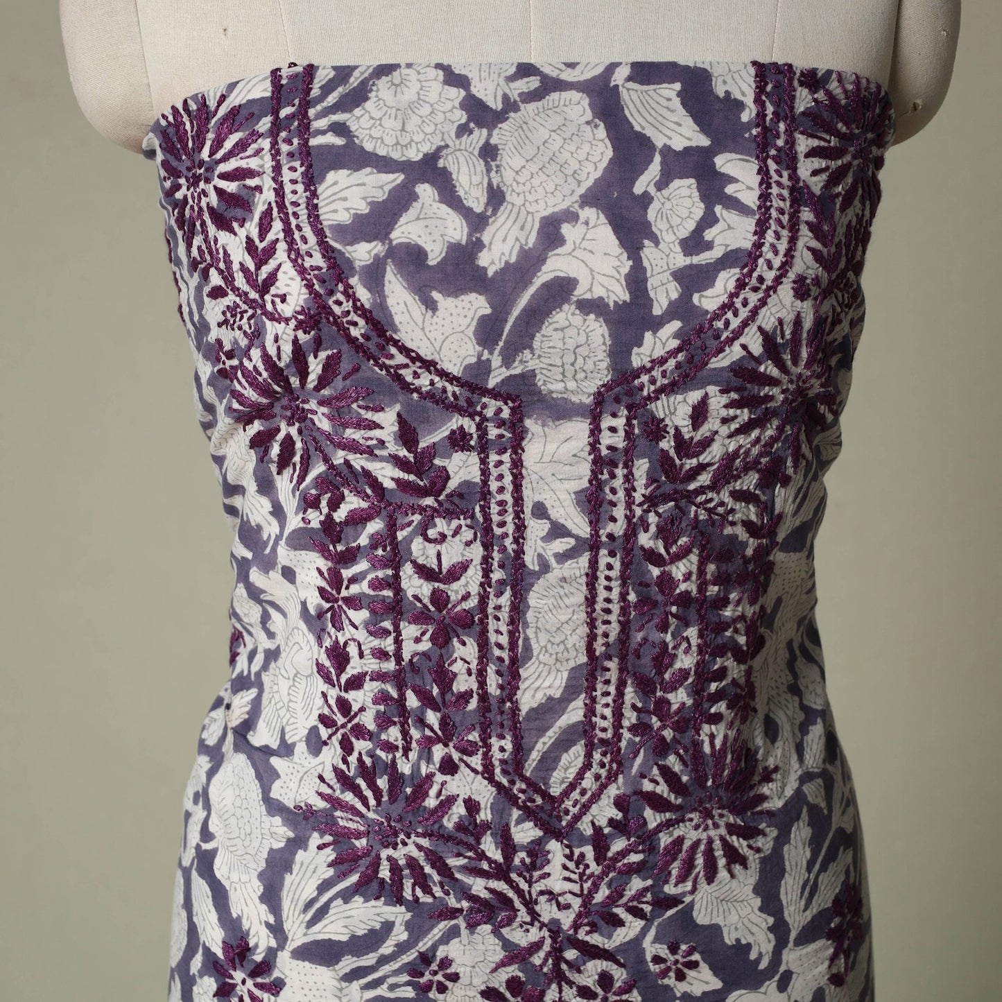 Lucknowi chikankari hand embroidery sanganeri unstitched
