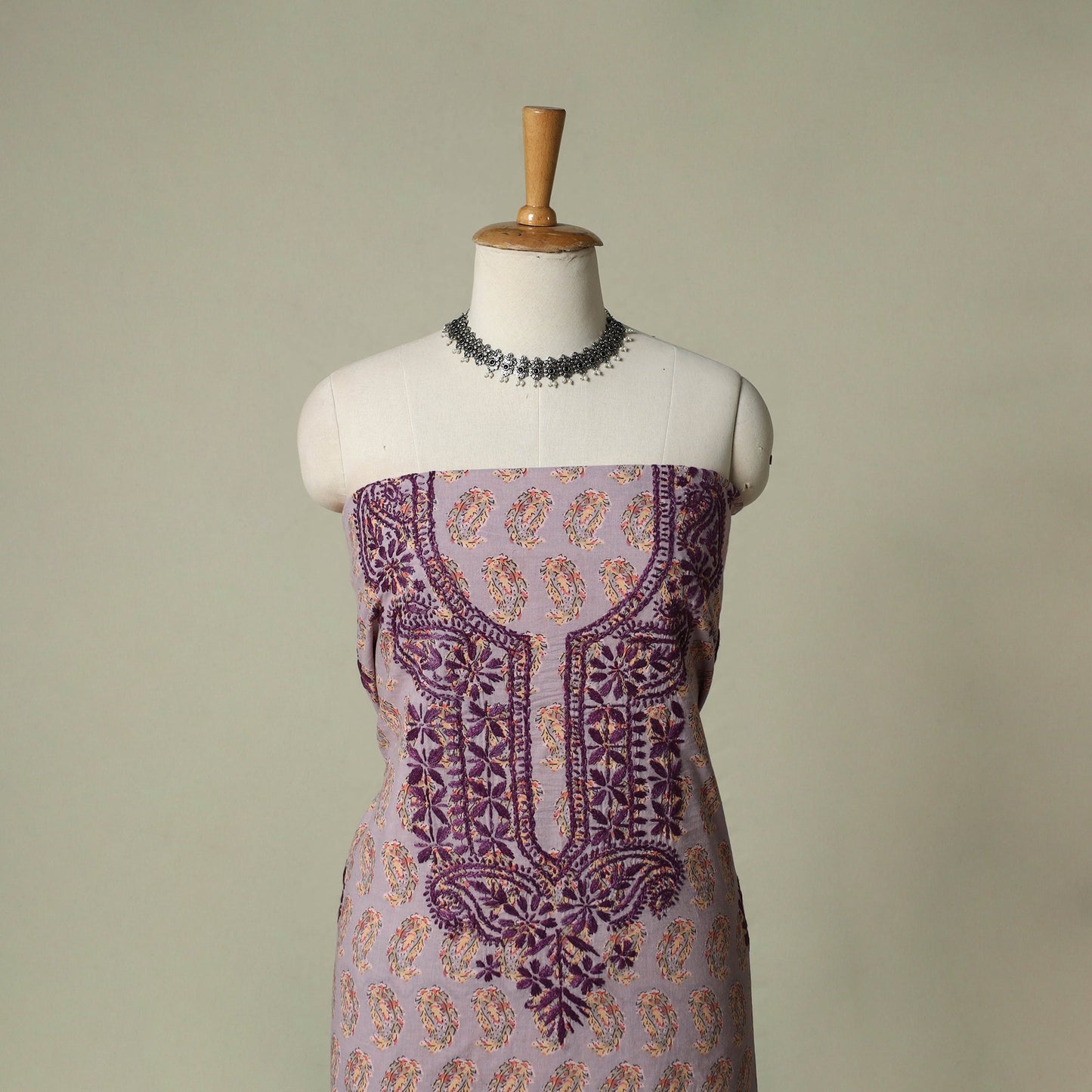 Lucknowi chikankari hand embroidery sanganeri unstitched