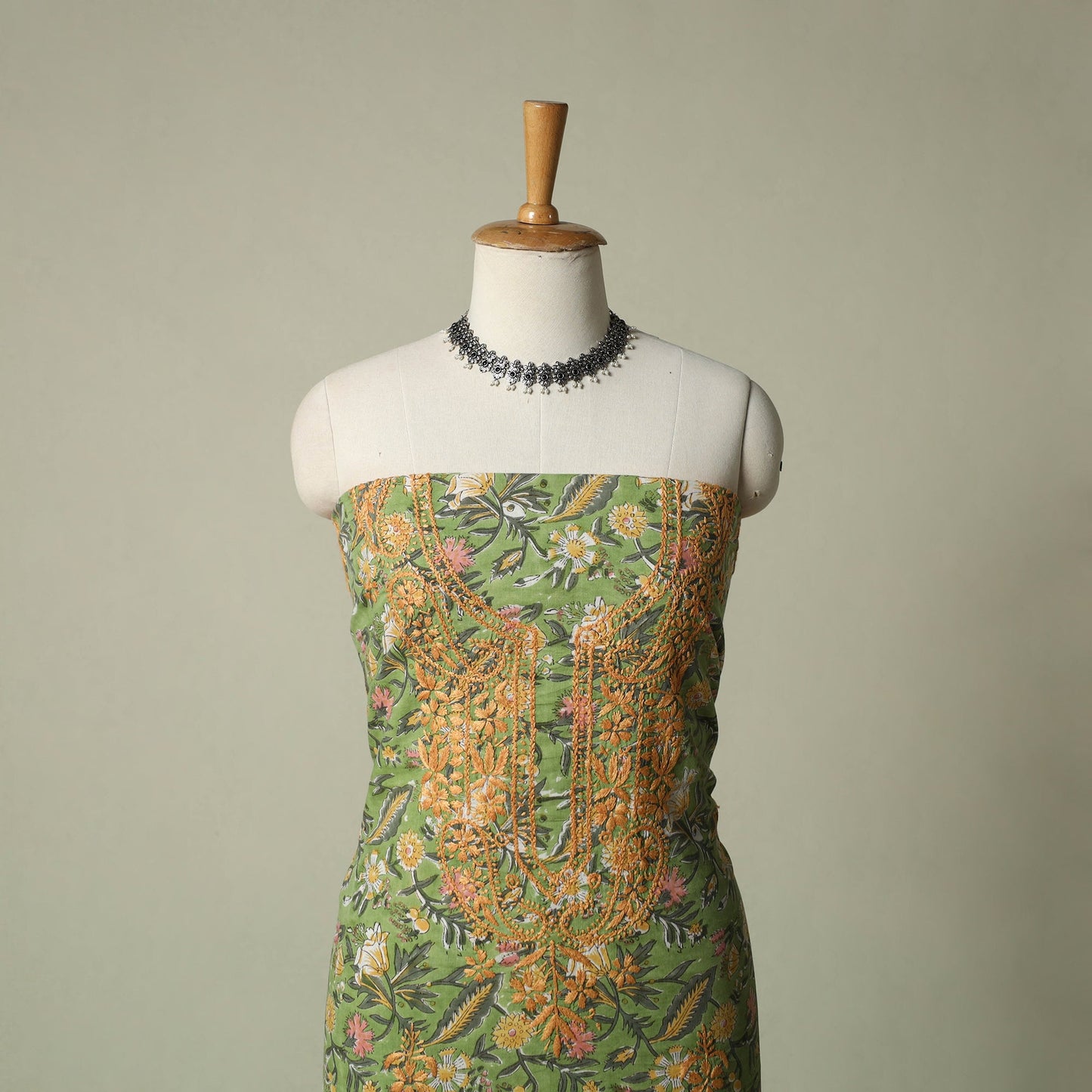 Lucknowi chikankari hand embroidery sanganeri unstitched