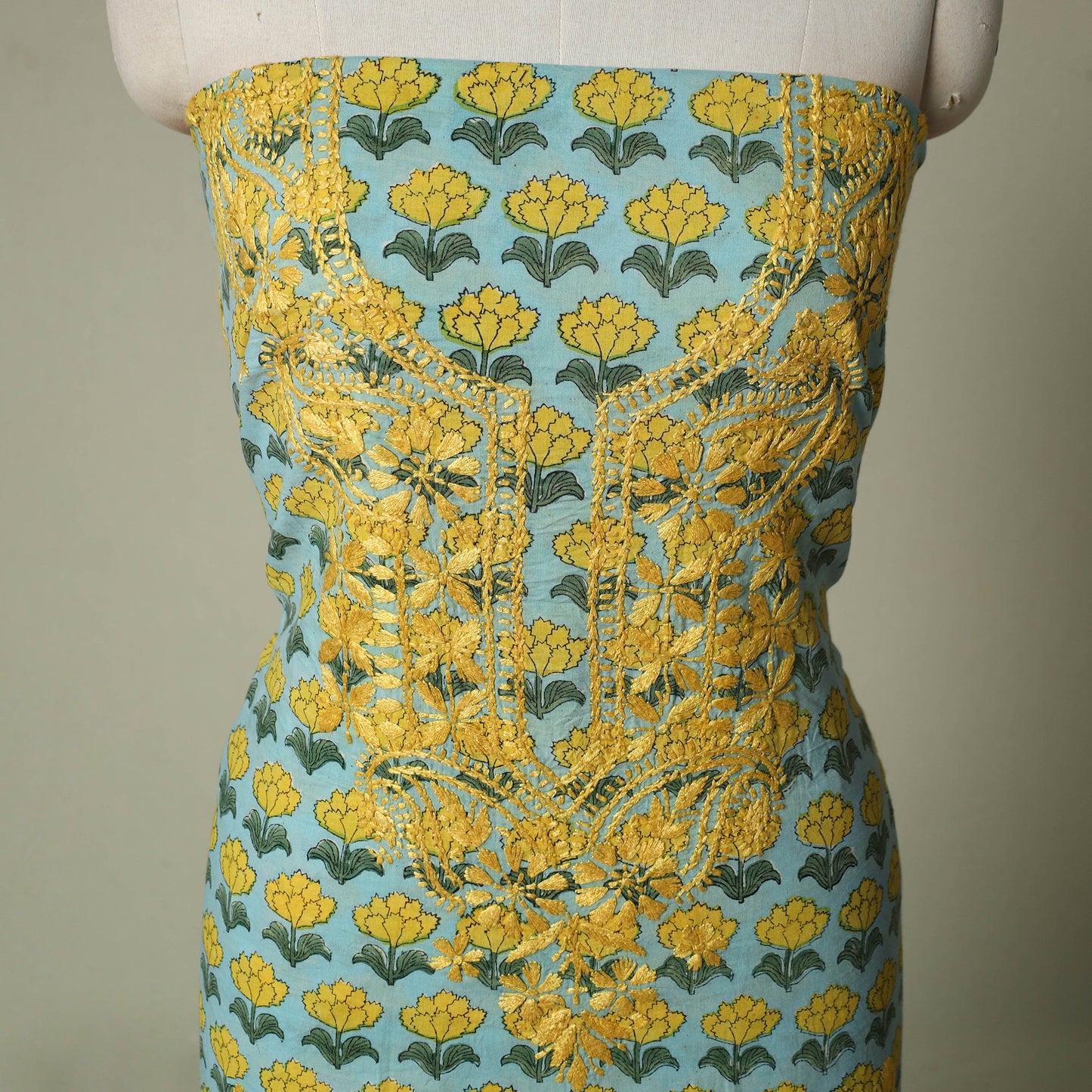 Lucknowi chikankari hand embroidery sanganeri unstitched