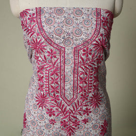 Lucknowi chikankari hand embroidery sanganeri unstitched