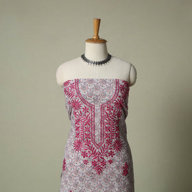 Lucknowi chikankari hand embroidery sanganeri unstitched