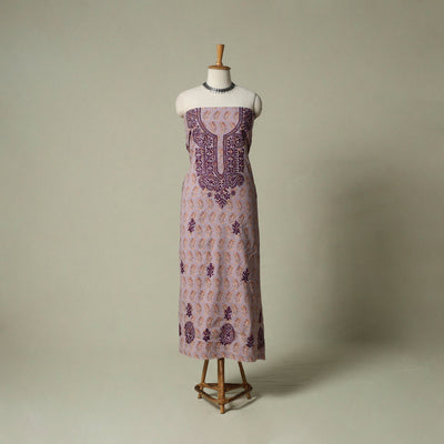 Lucknowi chikankari hand embroidery sanganeri unstitched