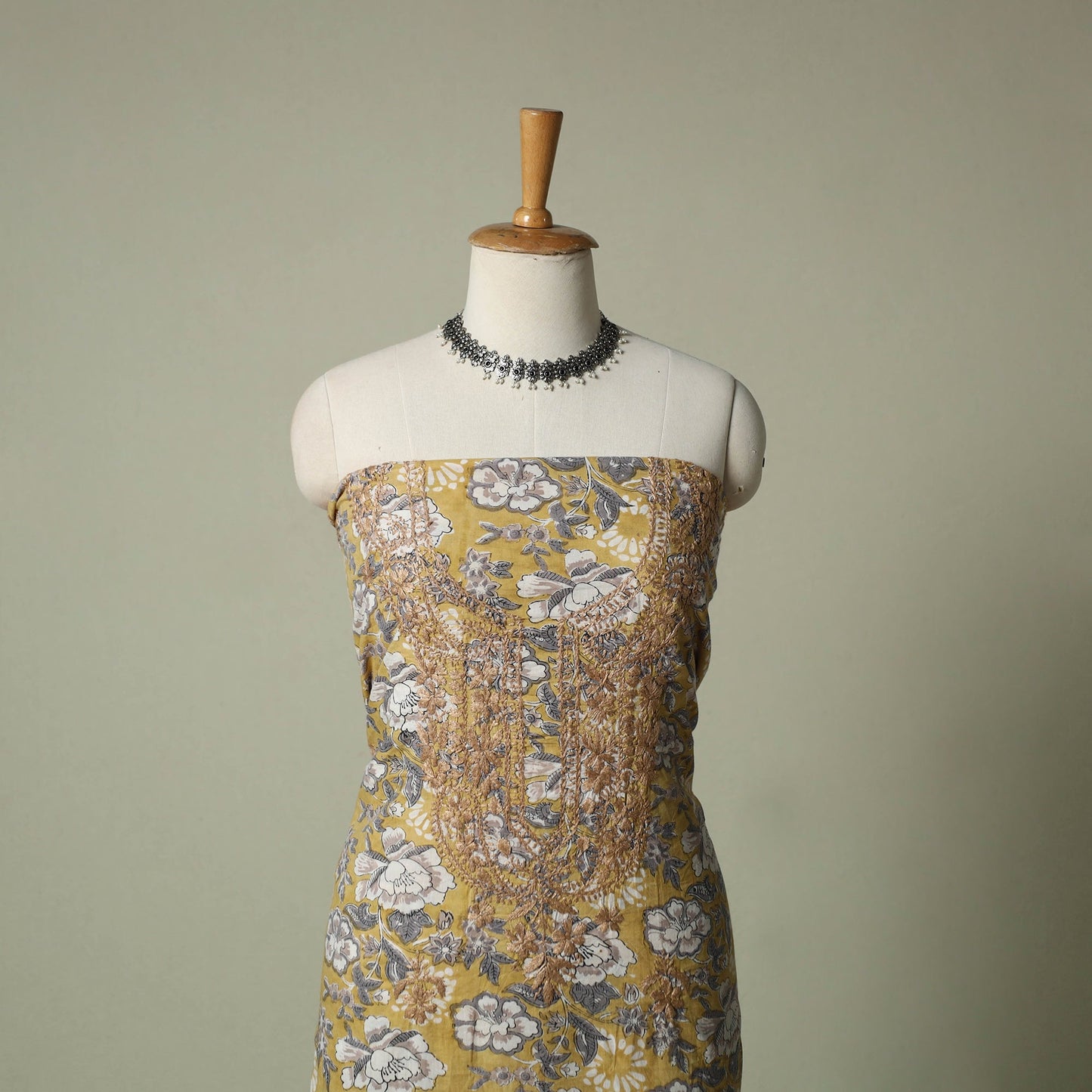 Lucknowi chikankari hand embroidery sanganeri unstitched