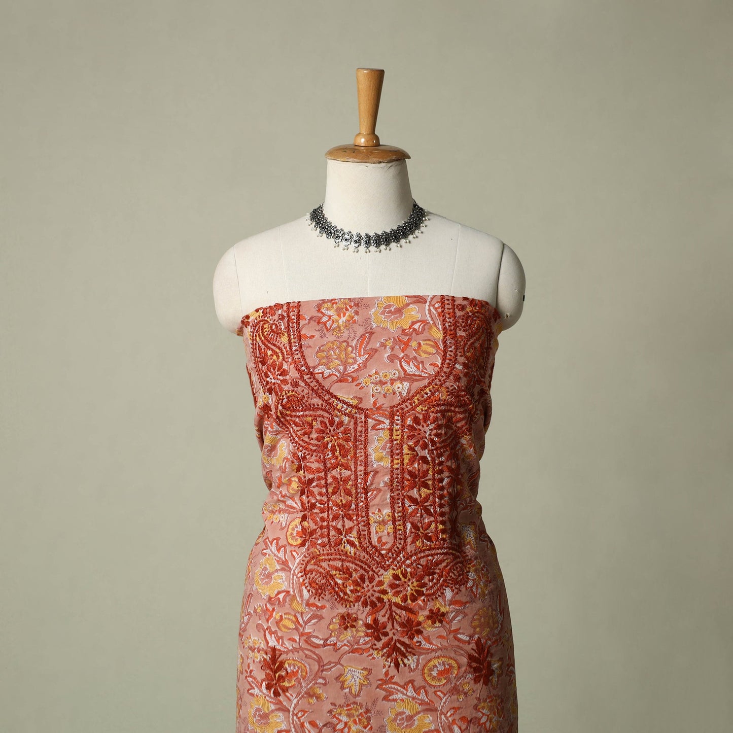 Lucknowi chikankari hand embroidery sanganeri unstitched