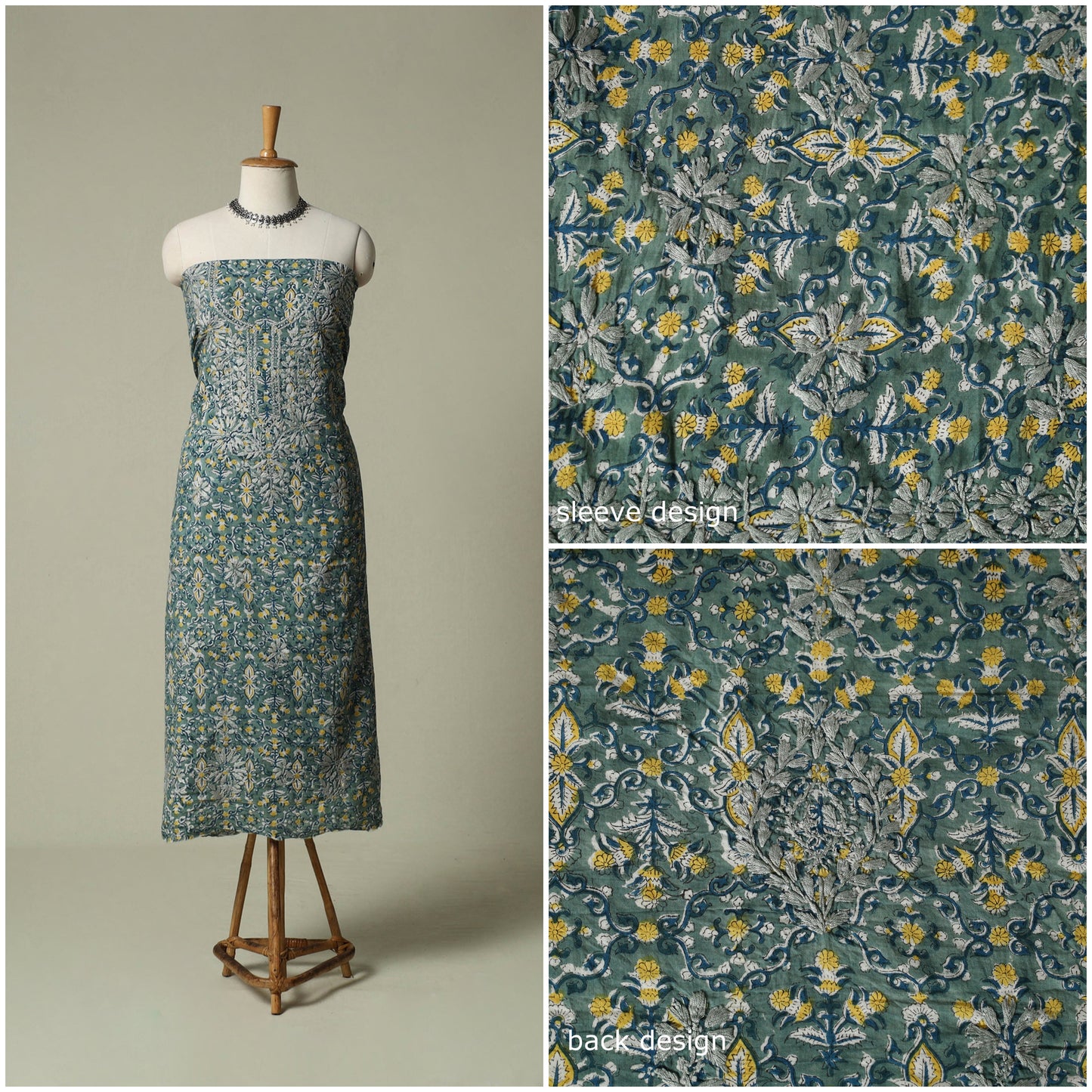 Lucknowi chikankari hand embroidery sanganeri unstitched