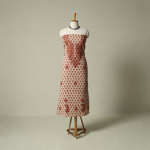 Lucknowi chikankari hand embroidery sanganeri unstitched