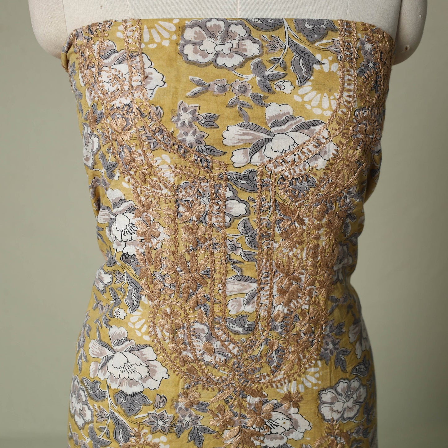 Lucknowi chikankari hand embroidery sanganeri unstitched