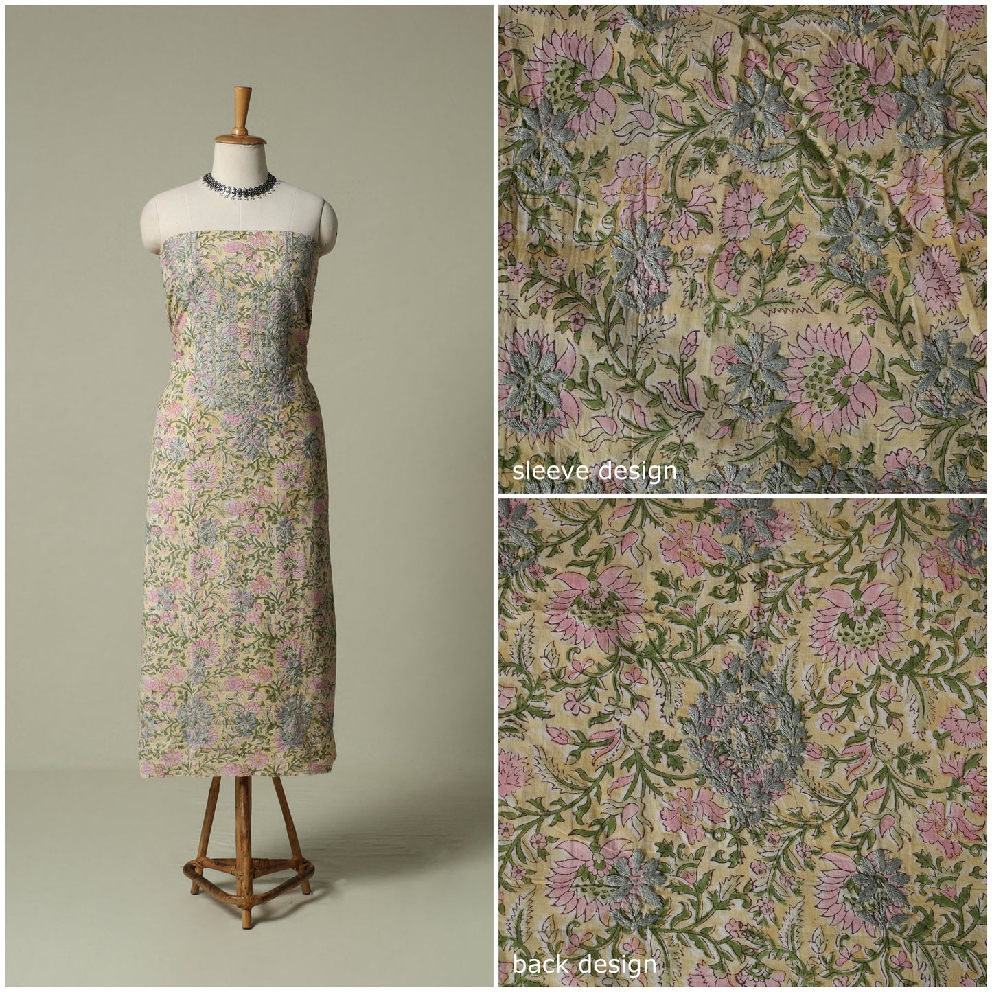 Lucknowi chikankari hand embroidery sanganeri unstitched