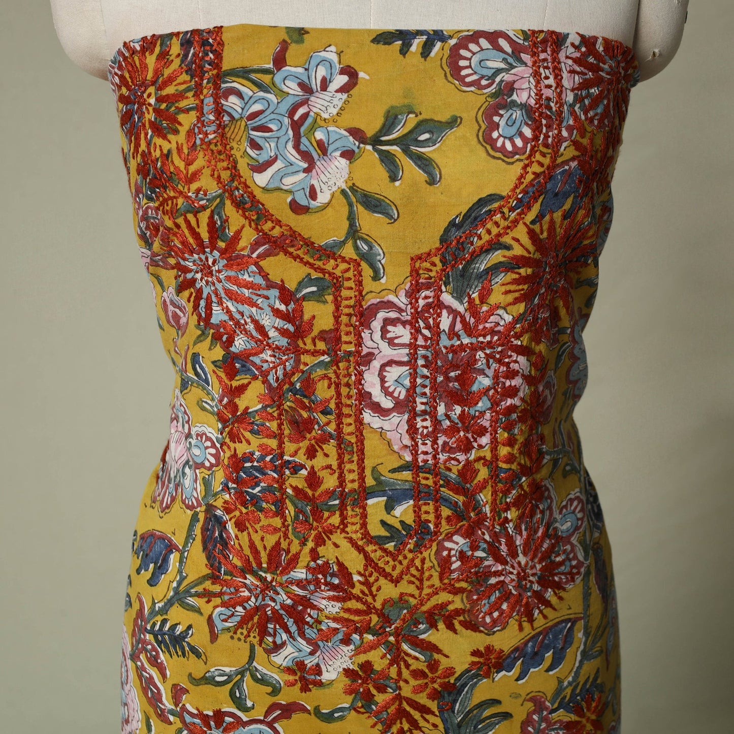 Lucknowi chikankari hand embroidery sanganeri unstitched