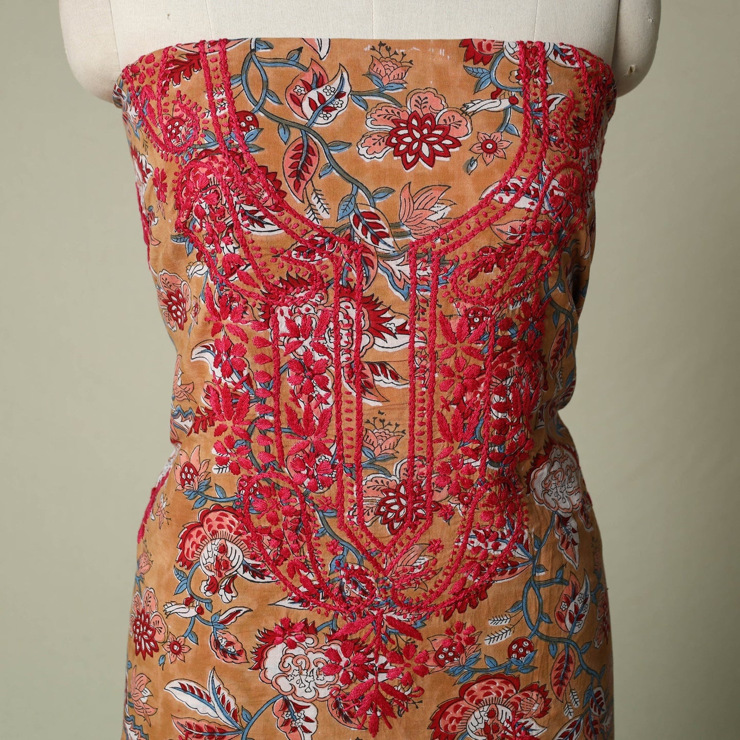 Lucknowi chikankari hand embroidery sanganeri unstitched