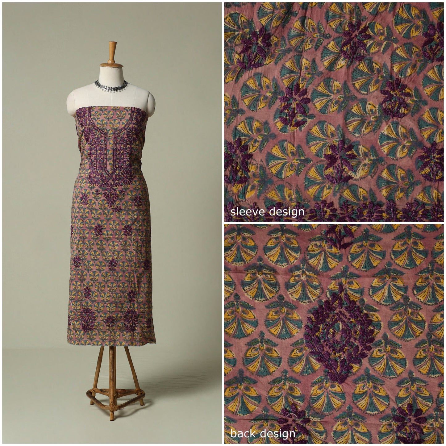 Lucknowi chikankari hand embroidery sanganeri unstitched