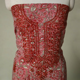 Lucknowi chikankari hand embroidery sanganeri unstitched