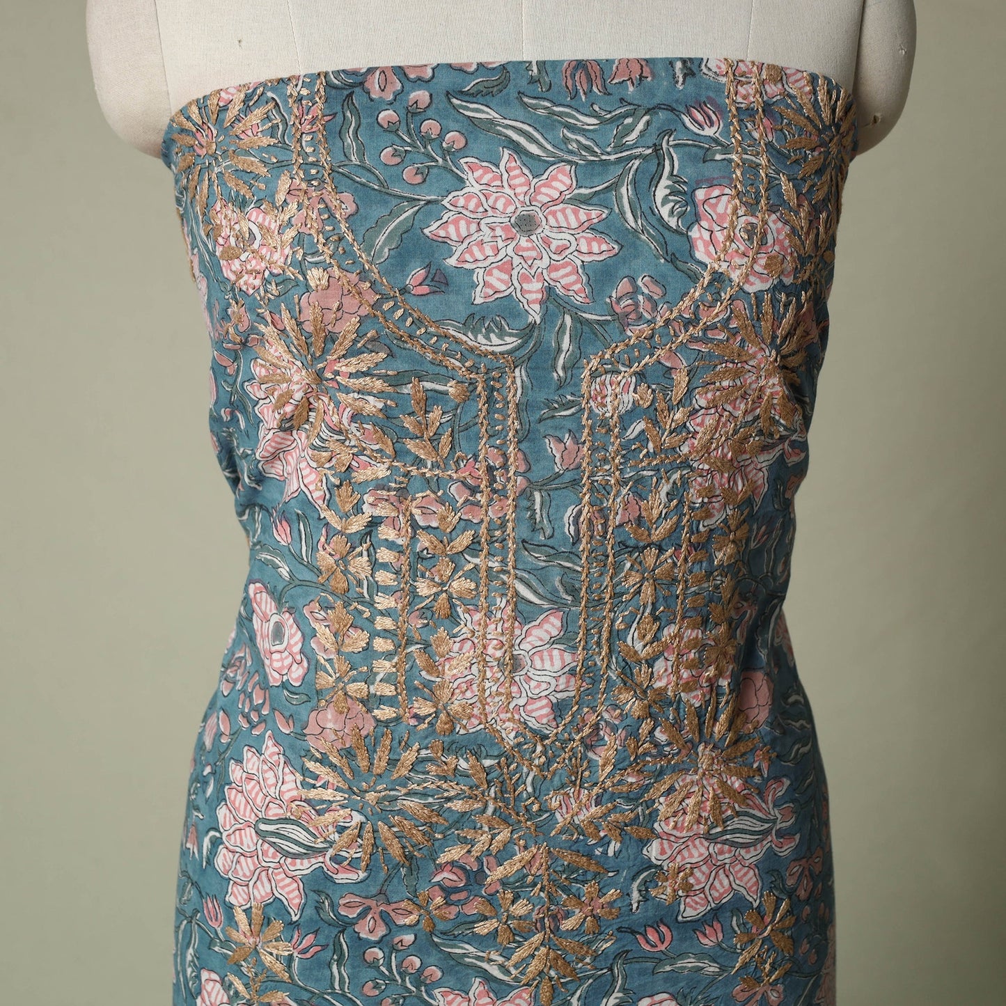 Lucknowi chikankari hand embroidery sanganeri unstitched