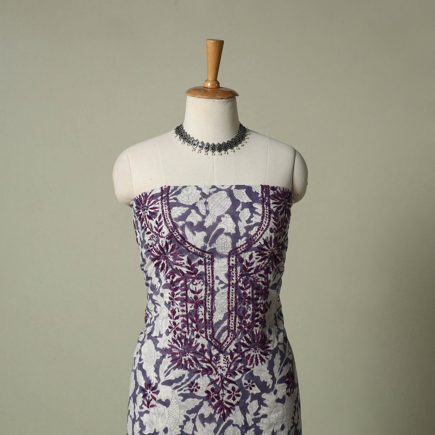 Lucknowi chikankari hand embroidery sanganeri unstitched