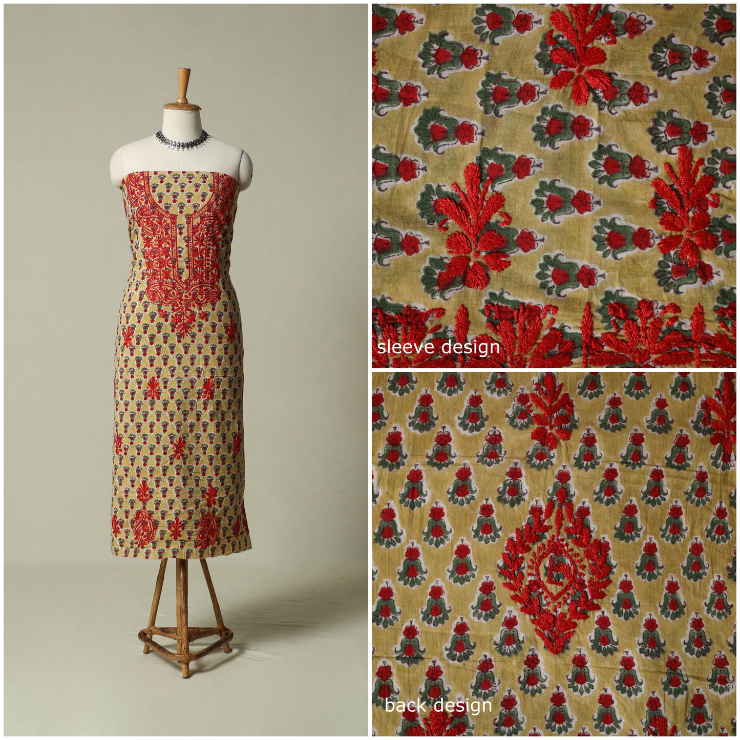 Lucknowi chikankari hand embroidery sanganeri unstitched