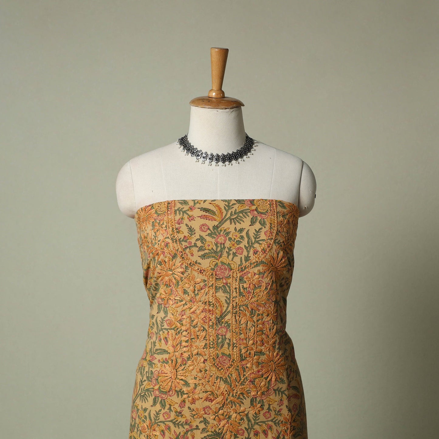 Lucknowi chikankari hand embroidery sanganeri unstitched