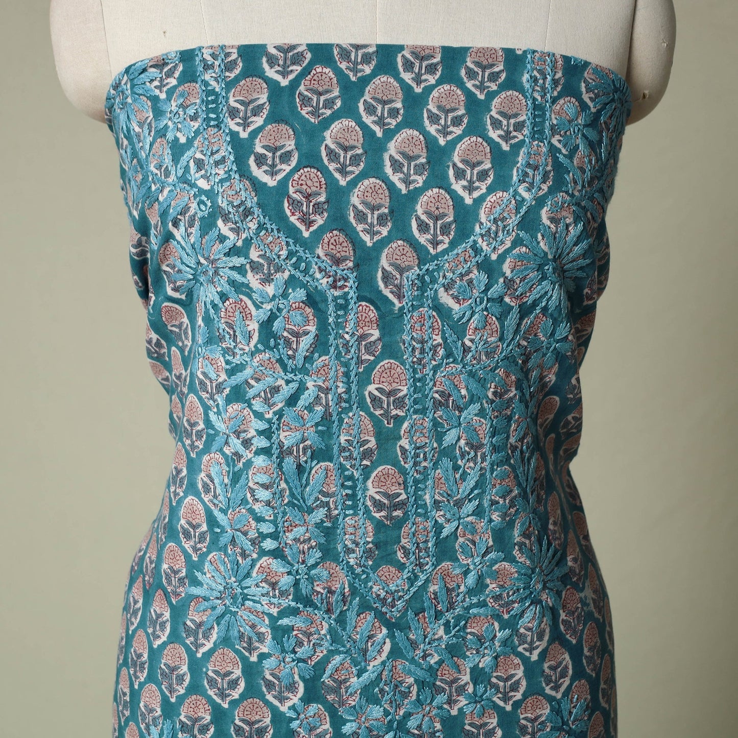 Lucknowi chikankari hand embroidery sanganeri unstitched