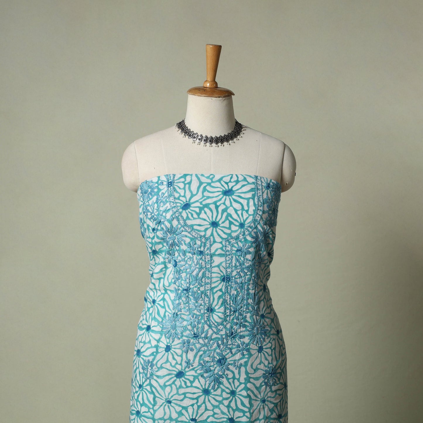 Lucknowi chikankari hand embroidery sanganeri unstitched