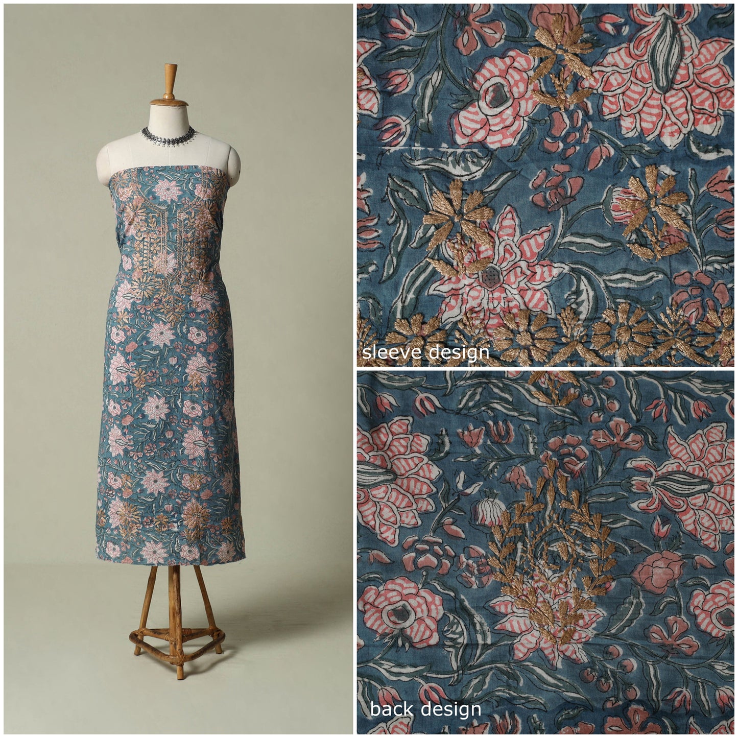 Lucknowi chikankari hand embroidery sanganeri unstitched