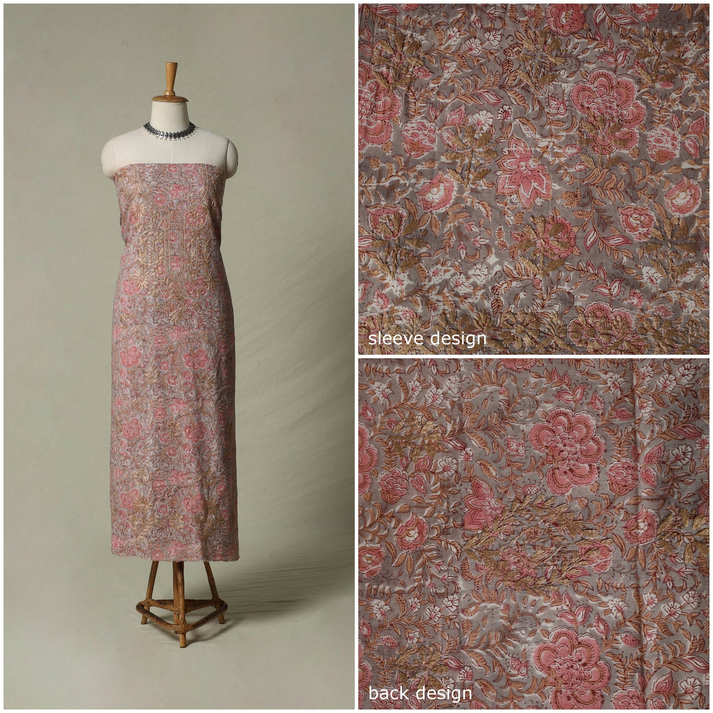 Lucknowi chikankari hand embroidery sanganeri unstitched