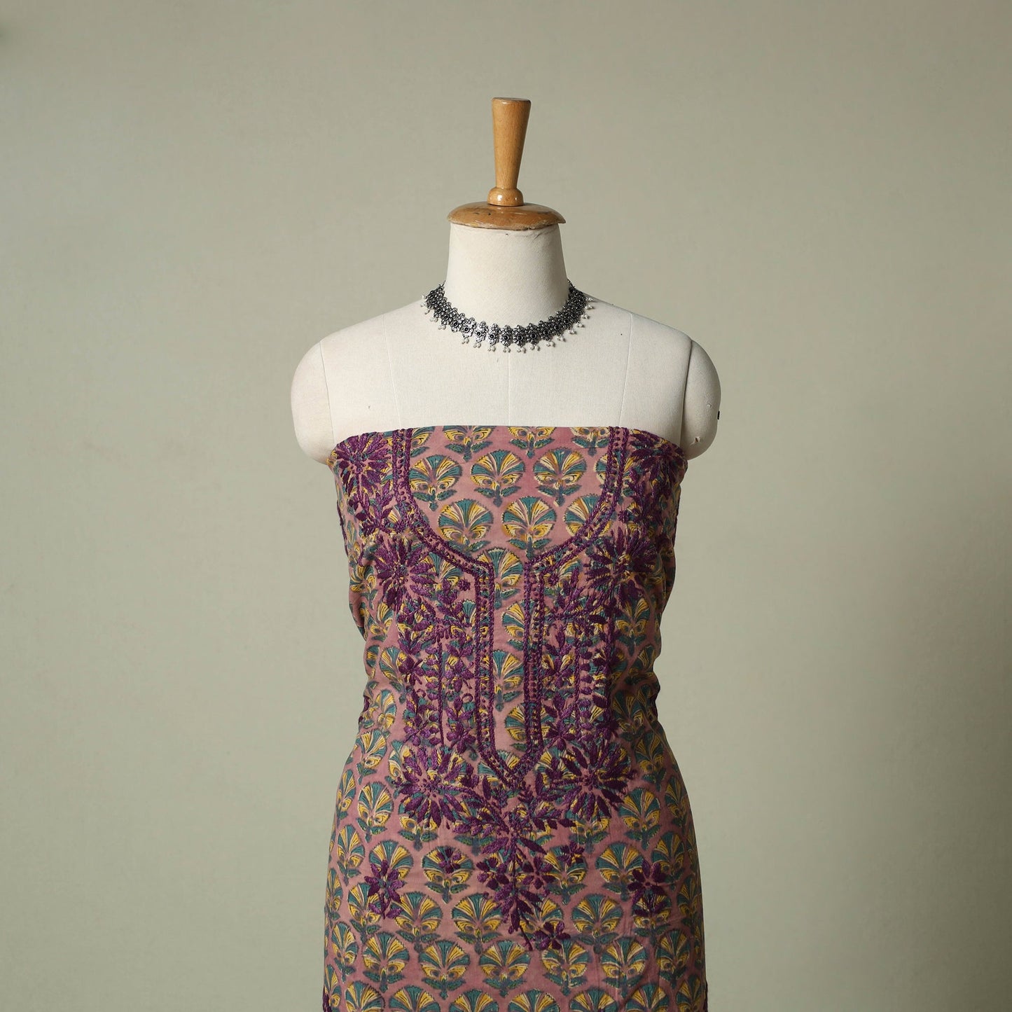 Lucknowi chikankari hand embroidery sanganeri unstitched