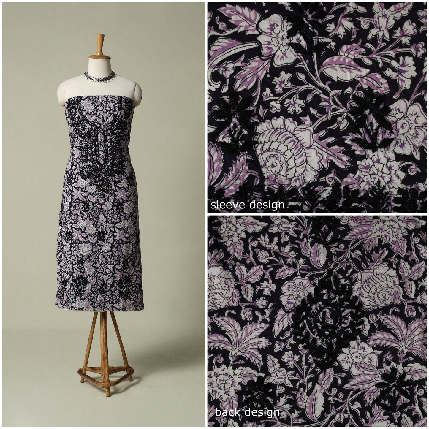 Lucknowi chikankari hand embroidery sanganeri unstitched