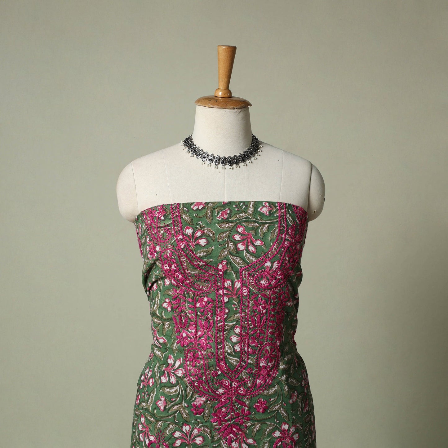 Lucknowi chikankari hand embroidery sanganeri unstitched