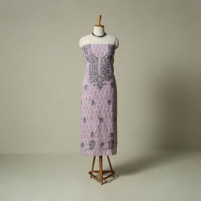 Lucknowi chikankari hand embroidery sanganeri unstitched