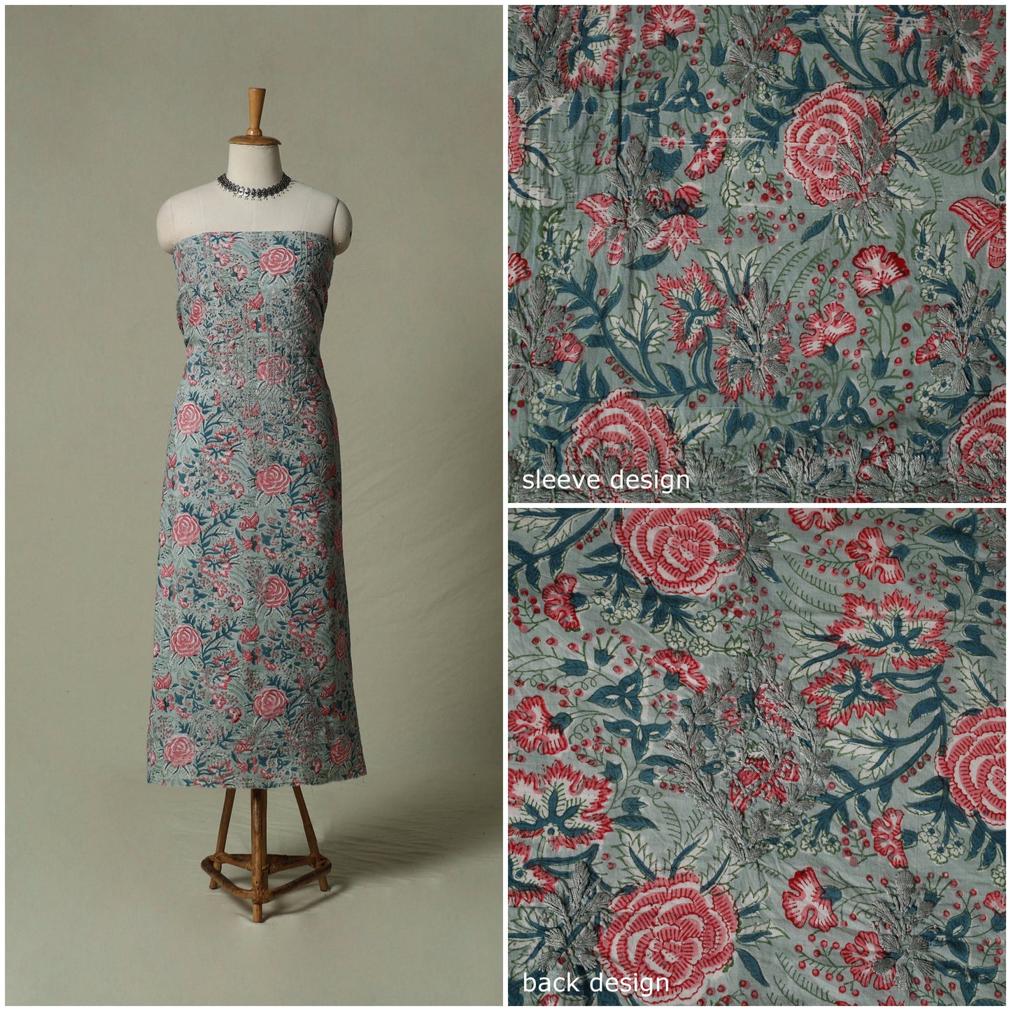Lucknowi chikankari hand embroidery sanganeri unstitched