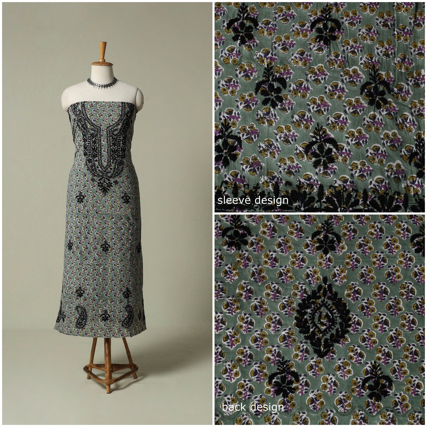 Lucknowi chikankari hand embroidery sanganeri unstitched