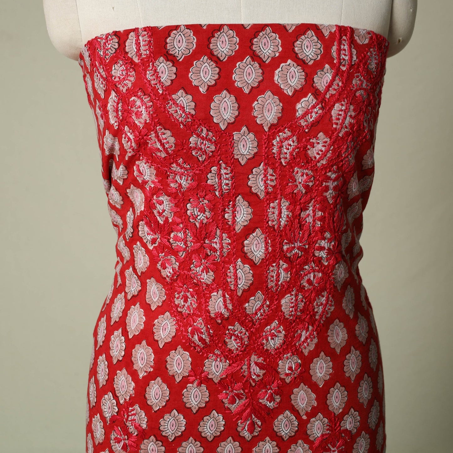 Lucknowi chikankari hand embroidery sanganeri unstitched