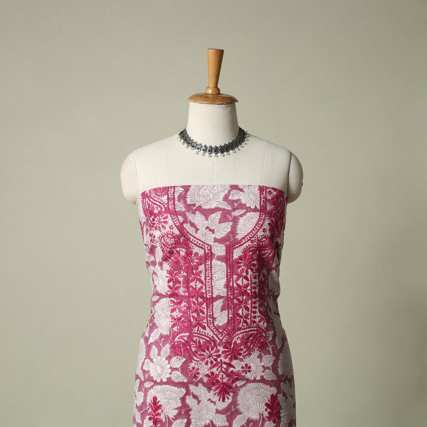 Lucknowi chikankari hand embroidery sanganeri unstitched