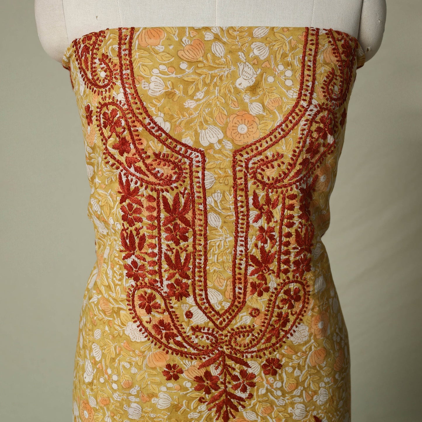 Lucknowi chikankari hand embroidery sanganeri unstitched