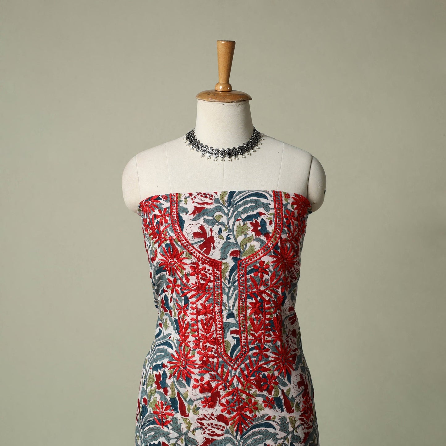 Lucknowi chikankari hand embroidery sanganeri unstitched