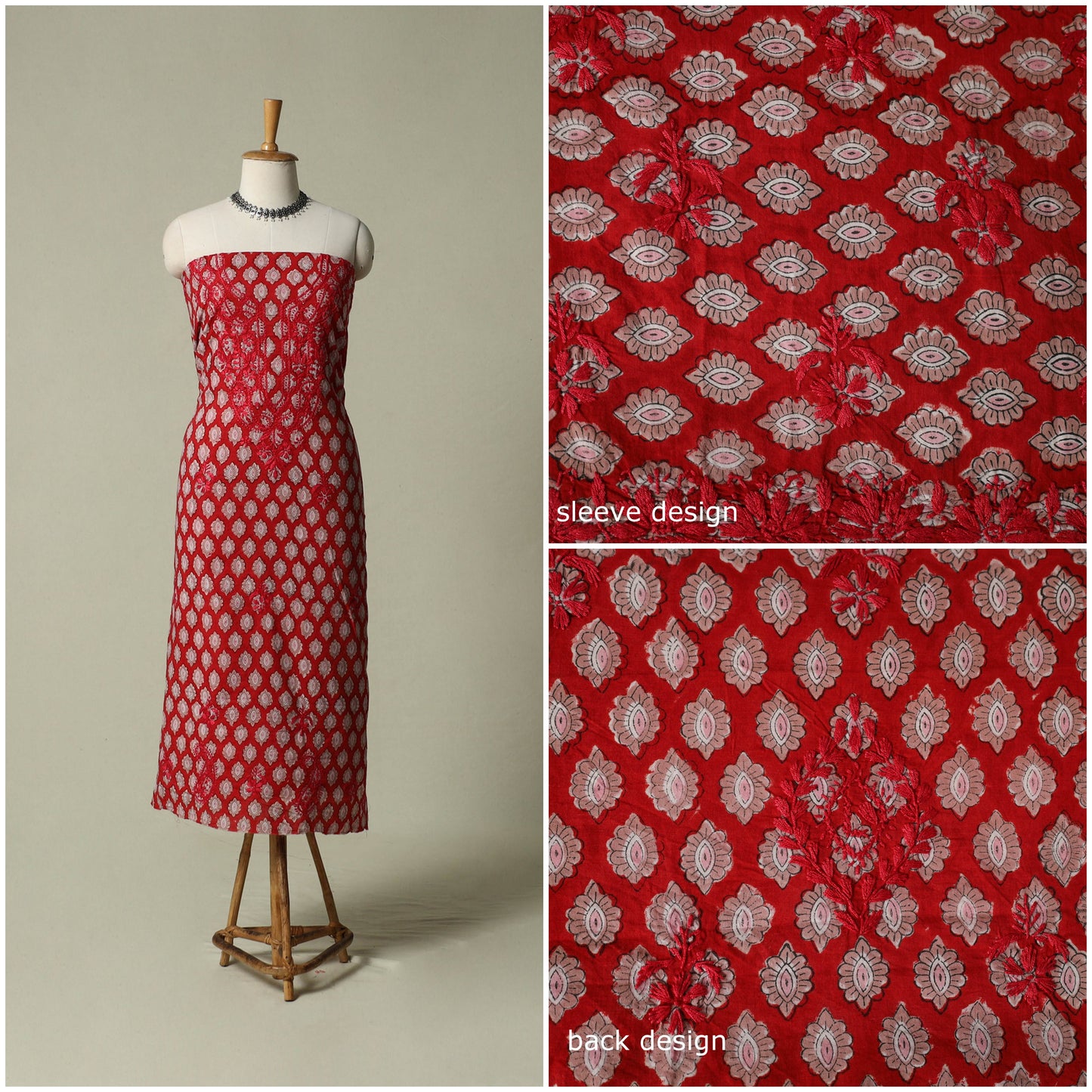 Lucknowi chikankari hand embroidery sanganeri unstitched