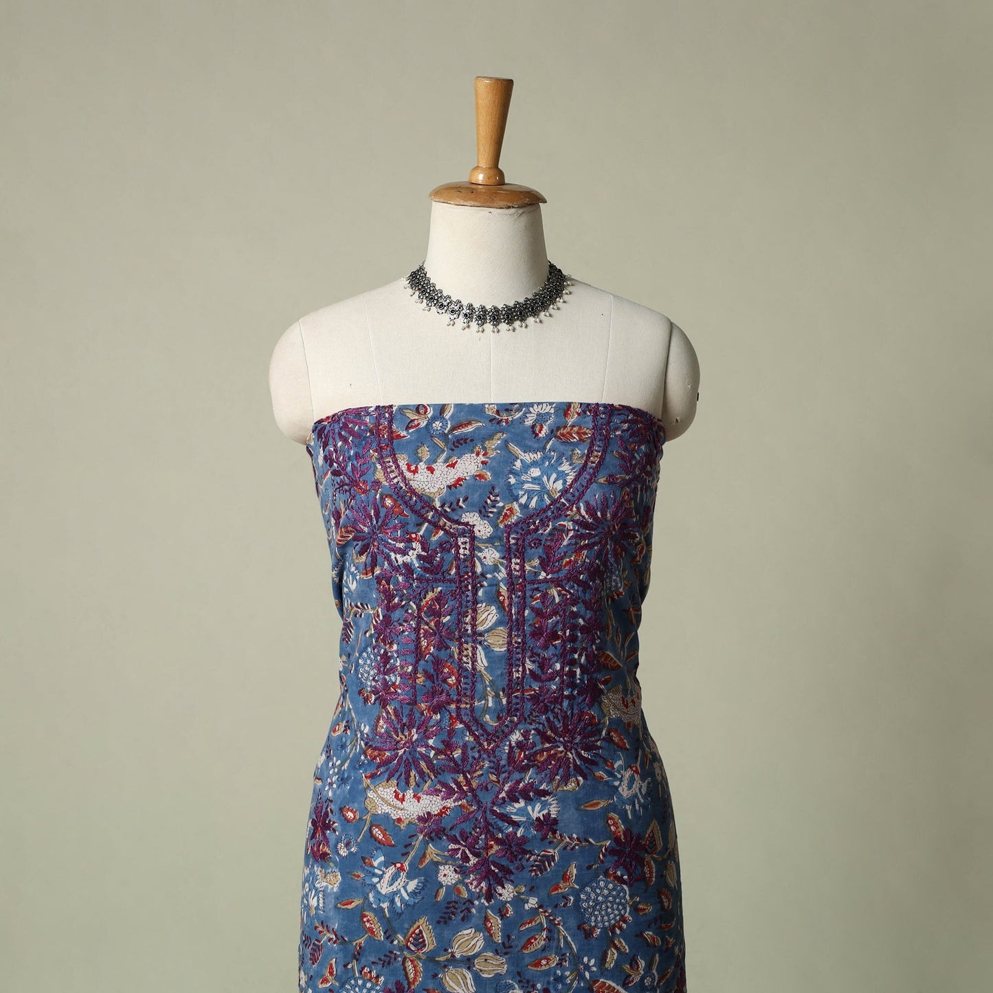 Lucknowi chikankari hand embroidery sanganeri unstitched
