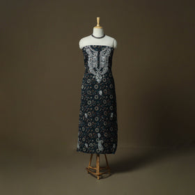 Lucknowi chikankari hand work bagru block print unstitched