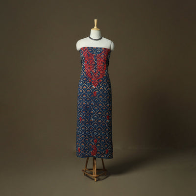 Lucknowi chikankari hand work bagru block print unstitched