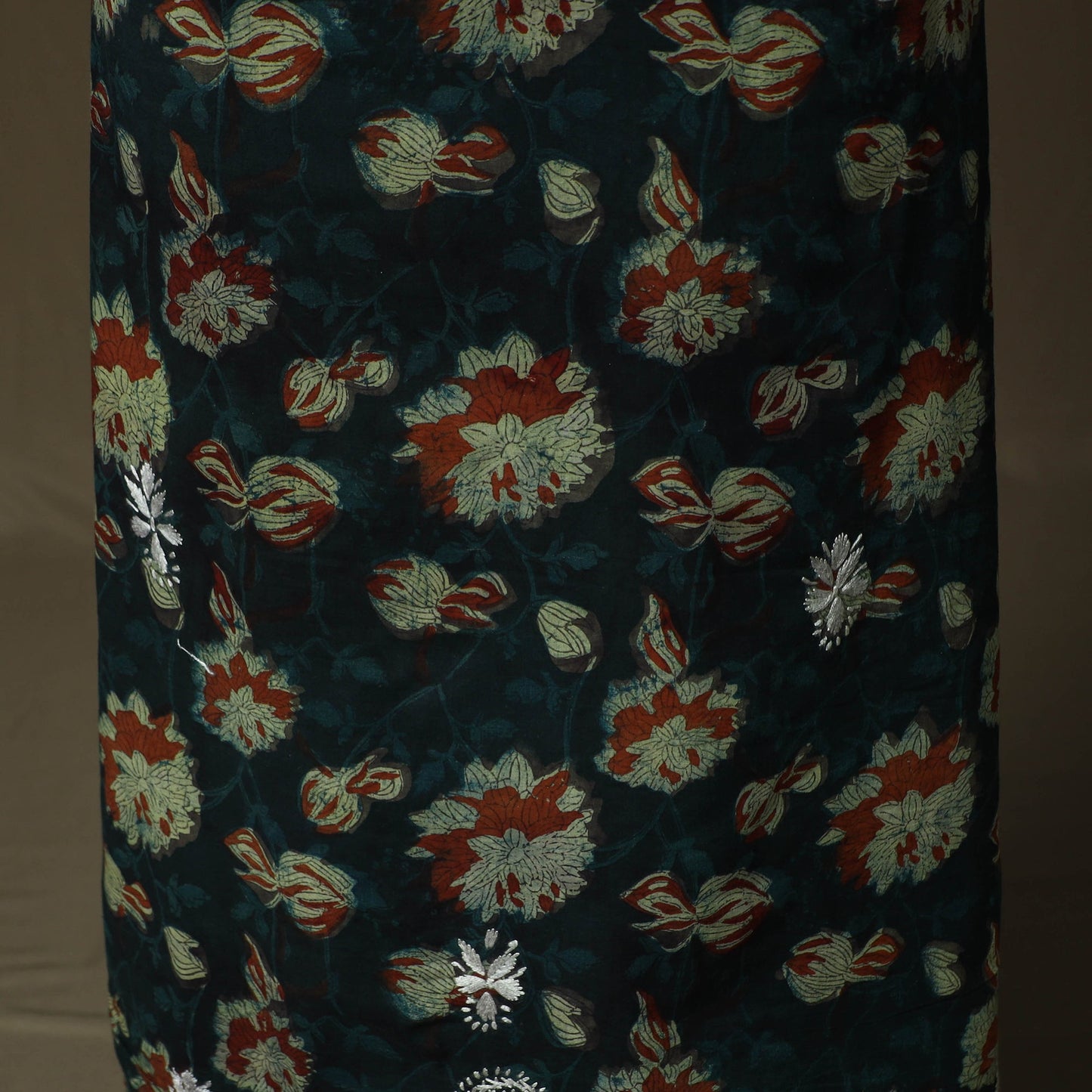 Lucknowi chikankari hand work bagru block print unstitched