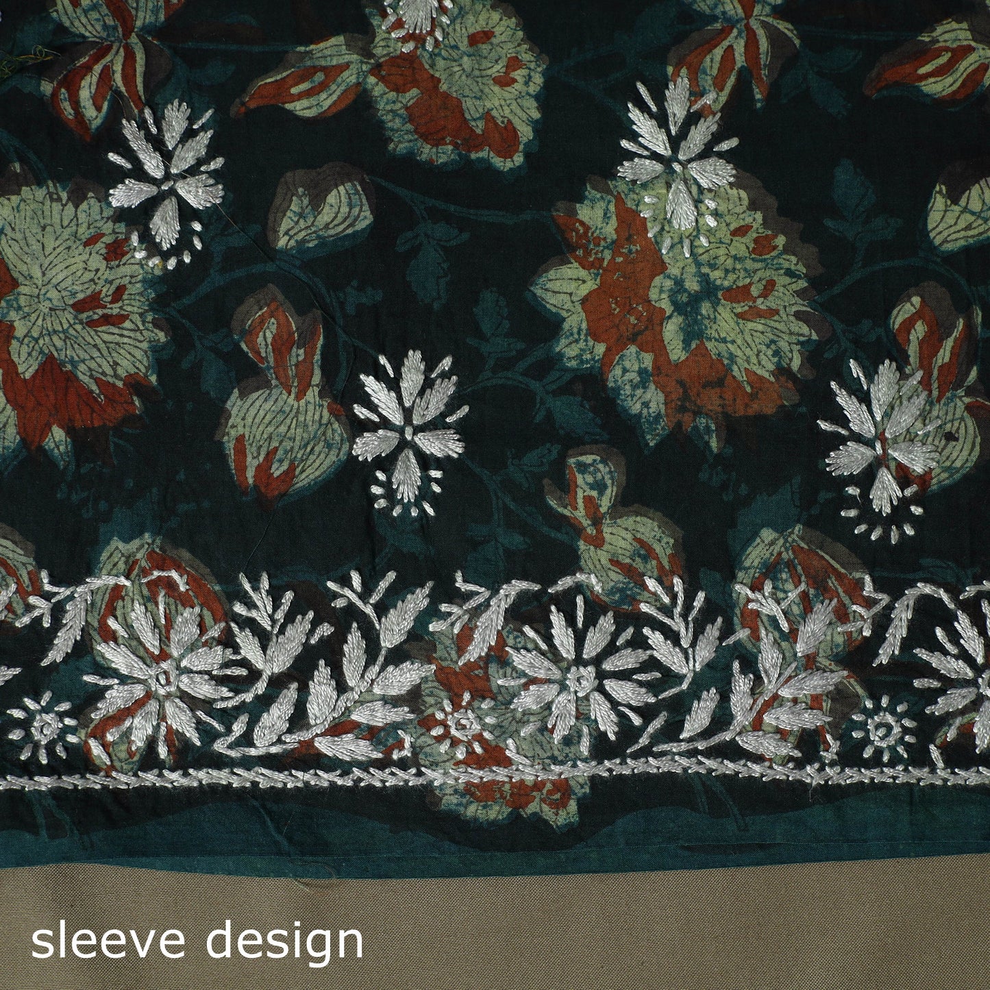 Lucknowi chikankari hand work bagru block print unstitched