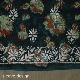 Lucknowi chikankari hand work bagru block print unstitched