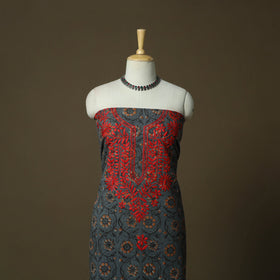 Lucknowi chikankari hand work bagru block print unstitched