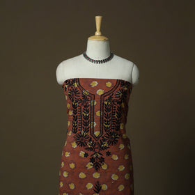 Lucknowi chikankari hand work bagru block print unstitched