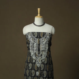 Lucknowi chikankari hand work bagru block print unstitched