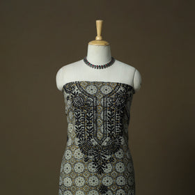 Lucknowi chikankari hand work bagru block print unstitched